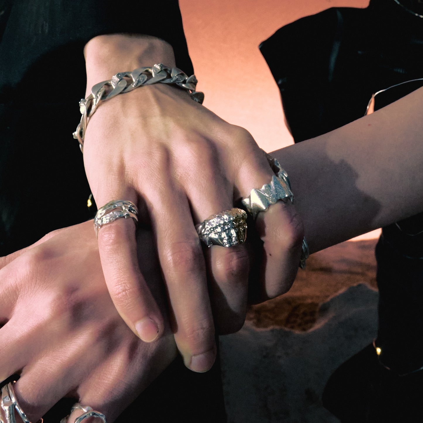 Triplet Dave Ring in White and Yellow Gold