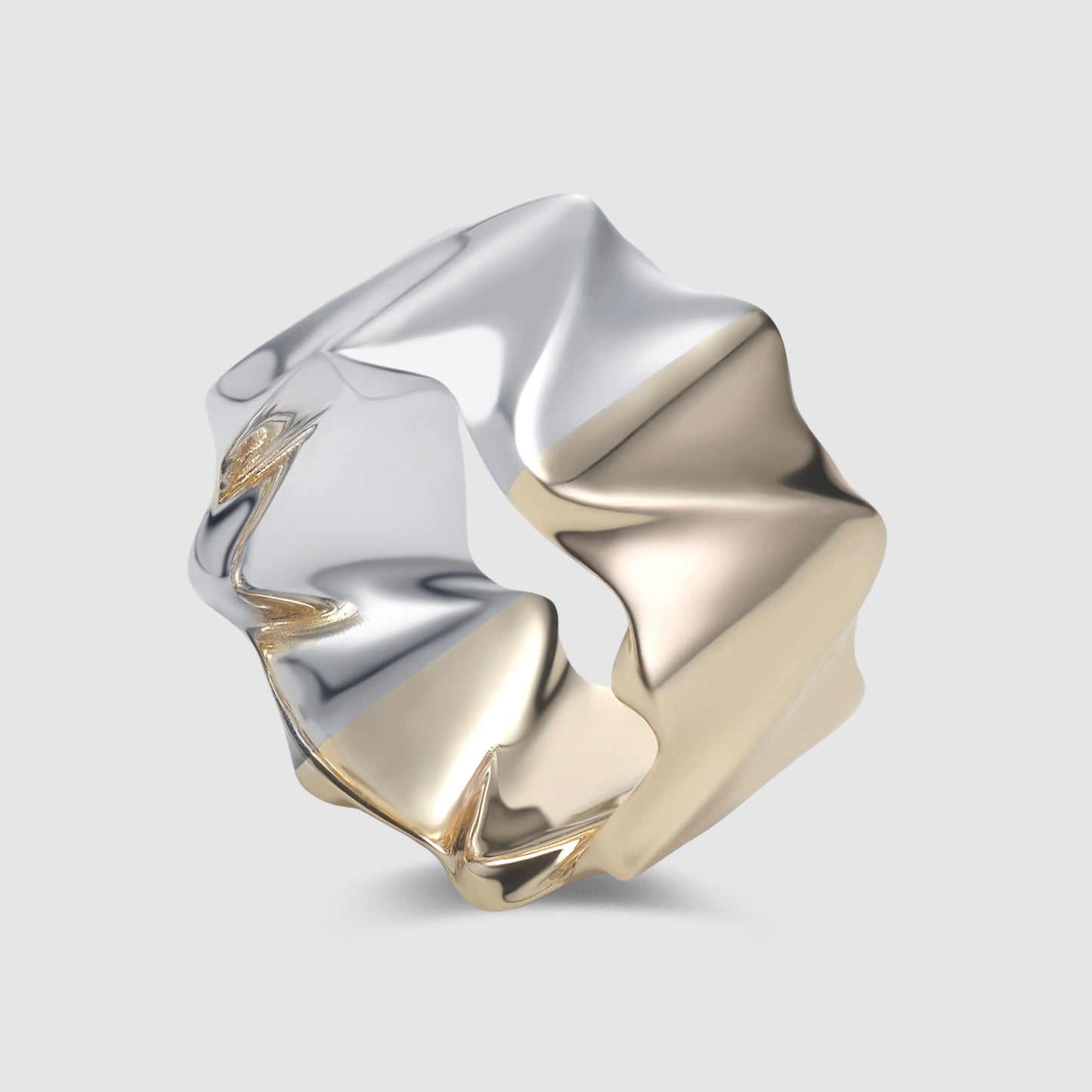 Twister 12mm Ring - Yellow Gold and Sterling Silver