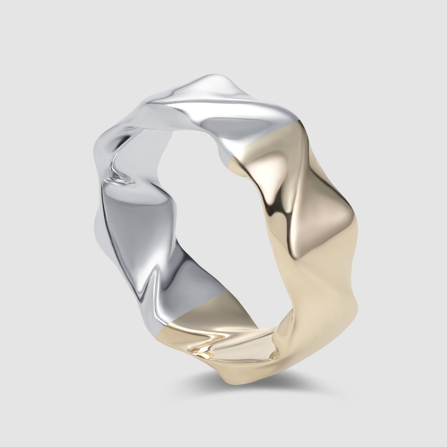 Twister 8mm Ring - Yellow Gold and Sterling Silver