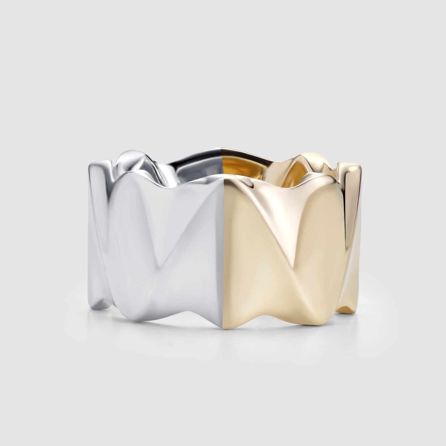 Twister 12mm Ring - in Yellow Gold and Sterling Silver