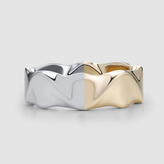 Twister 8mm Ring - in Yellow Gold and Sterling Silver